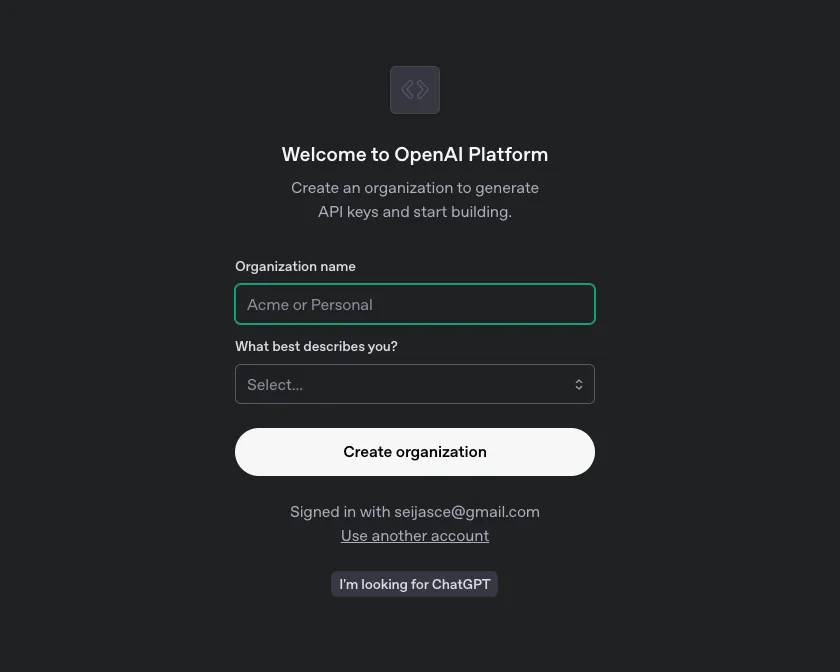 Formulario de organizacion en openai