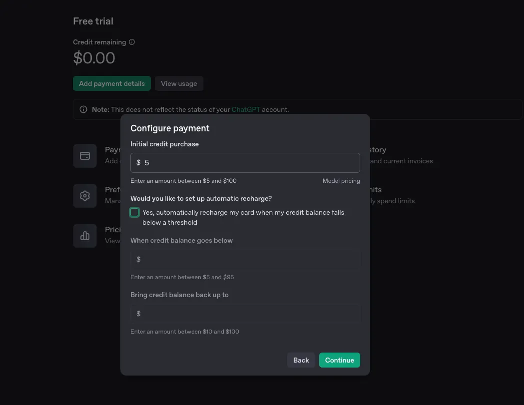 Formulario de pagos en openai